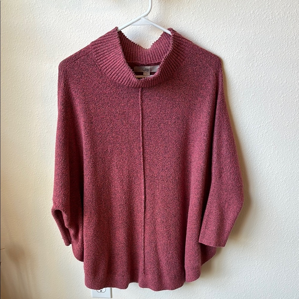 LOFT Pink Cowl Neck Sweater with Relaxed Fit